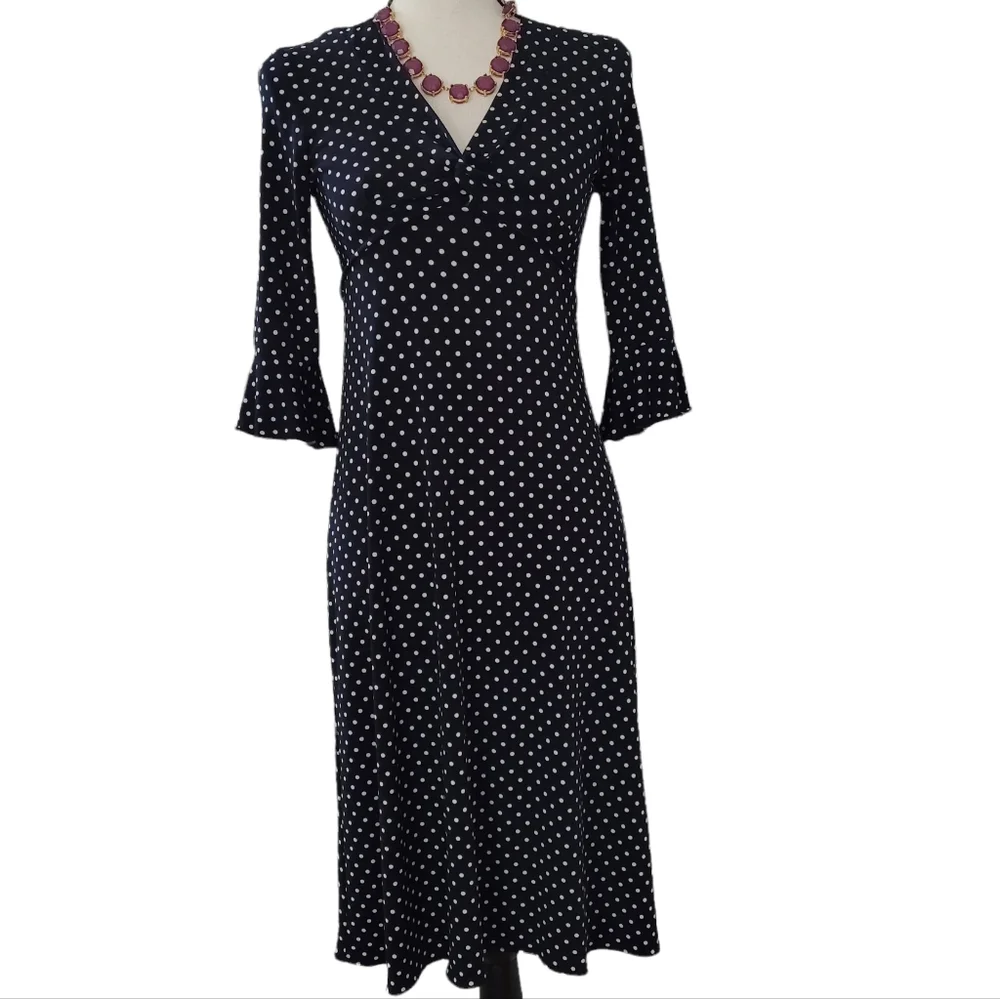 Polka dot dress Jessica Howard Vintage Navy Blue - Picture 1 of 15